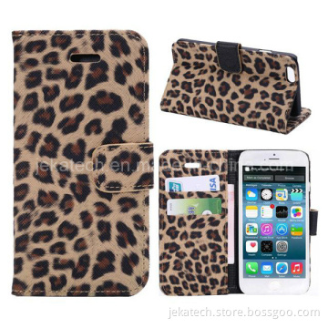 Magnetic Flip Stand Leopard Leather Case for iPhone 6